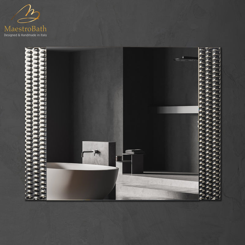 Lucent Luxury Crystal Single Vanity Mirror | Silver Bronze