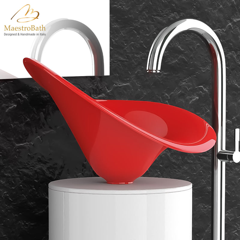 Calla Lilly Red Ultra Modern Bathroom Sink