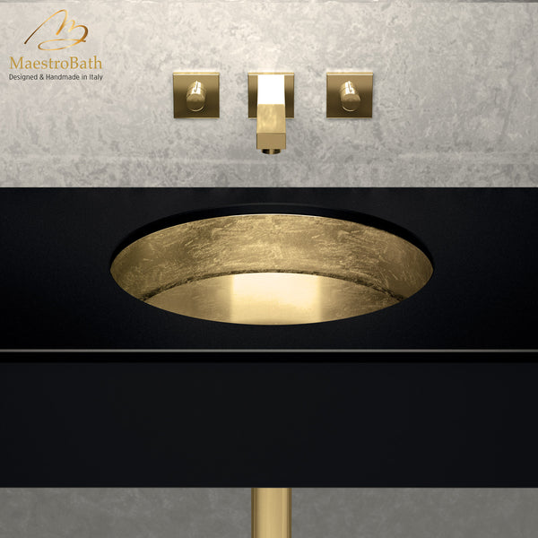 Rho Lux Undermount Modern Bathroom Sink #color_gold leaf