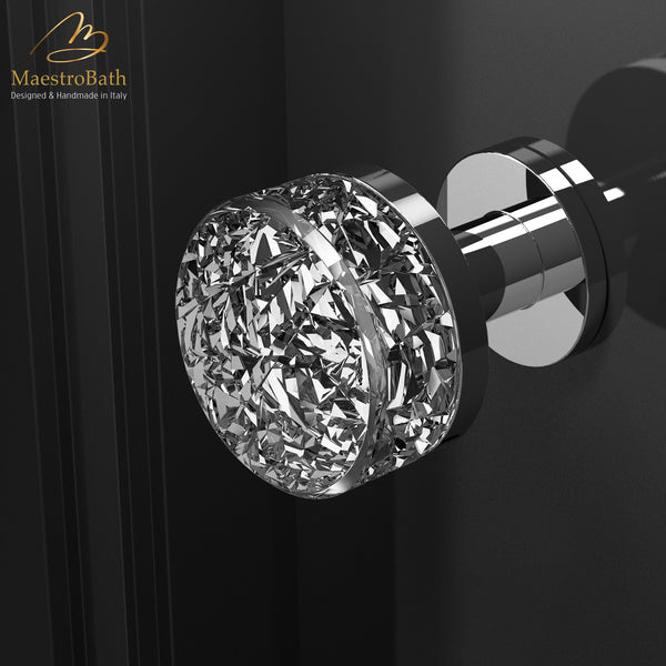 Miraggio XL Crystal Door Knob | Clear/Chrome