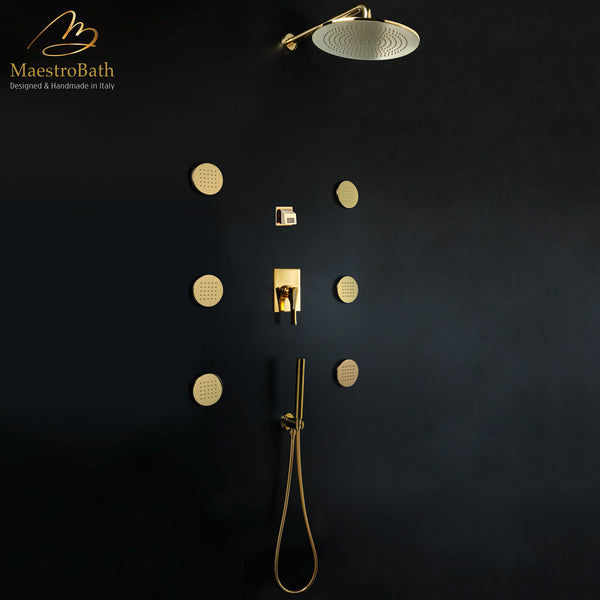 Skip Diamond Complete Shower Set | Polished Gold