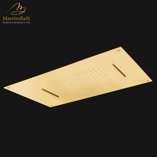 False ceiling Shower Head 700X400 MM | Polished Gold