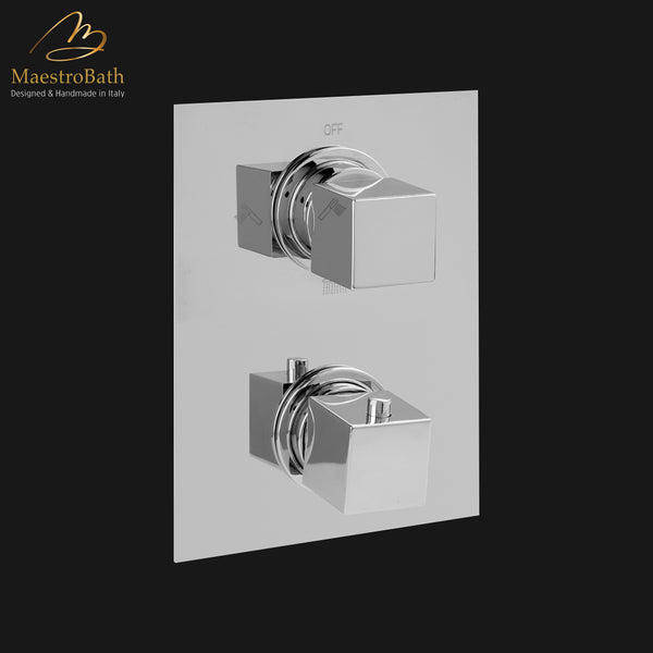 Kuadrat Thermostatic Concealed Bath & Shower With Diverter 2 Ways | Polished Chrome