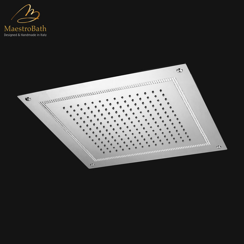 False Ceiling Swarovski Shower Head 400x400 mm | Polished Chrome