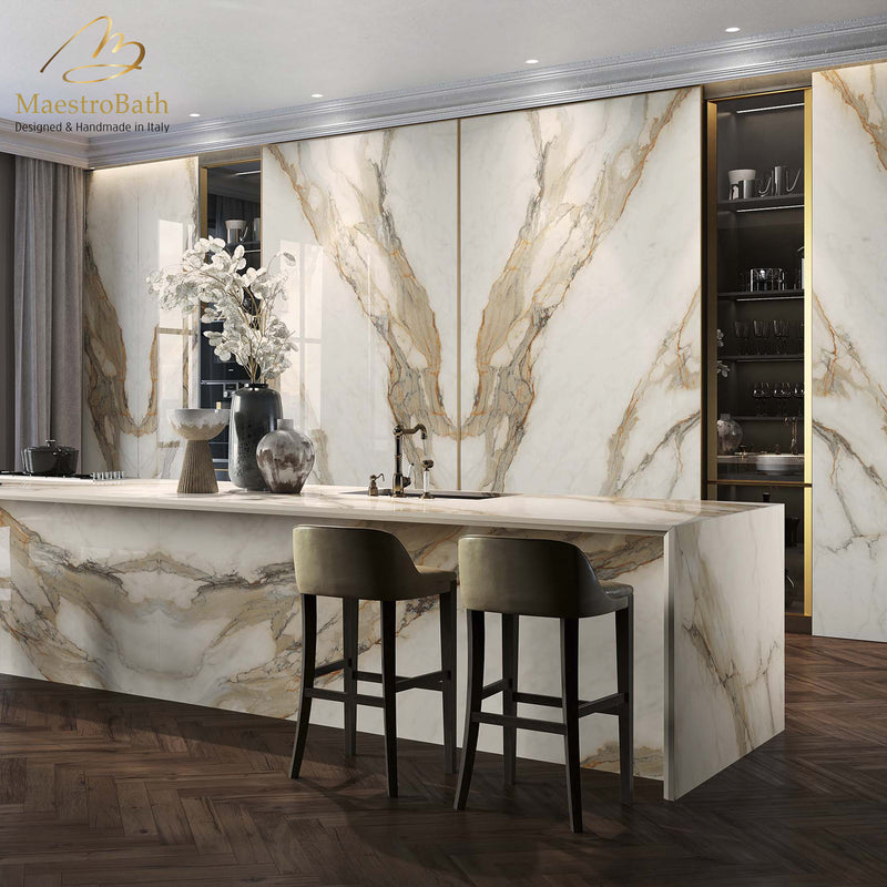 Calacatta Luxury Tile | White and Gold