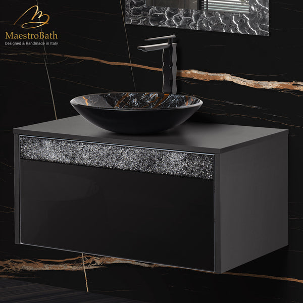 Alba Modern Single Vanity #color_grey and black