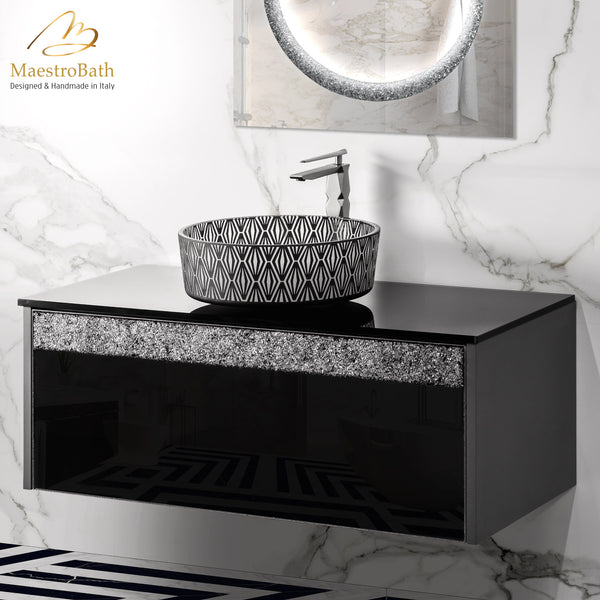 Alba Modern Single Vanity #color_grey and black