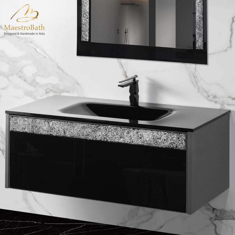 Alba Modern Single Integrated Glass Top Vanity