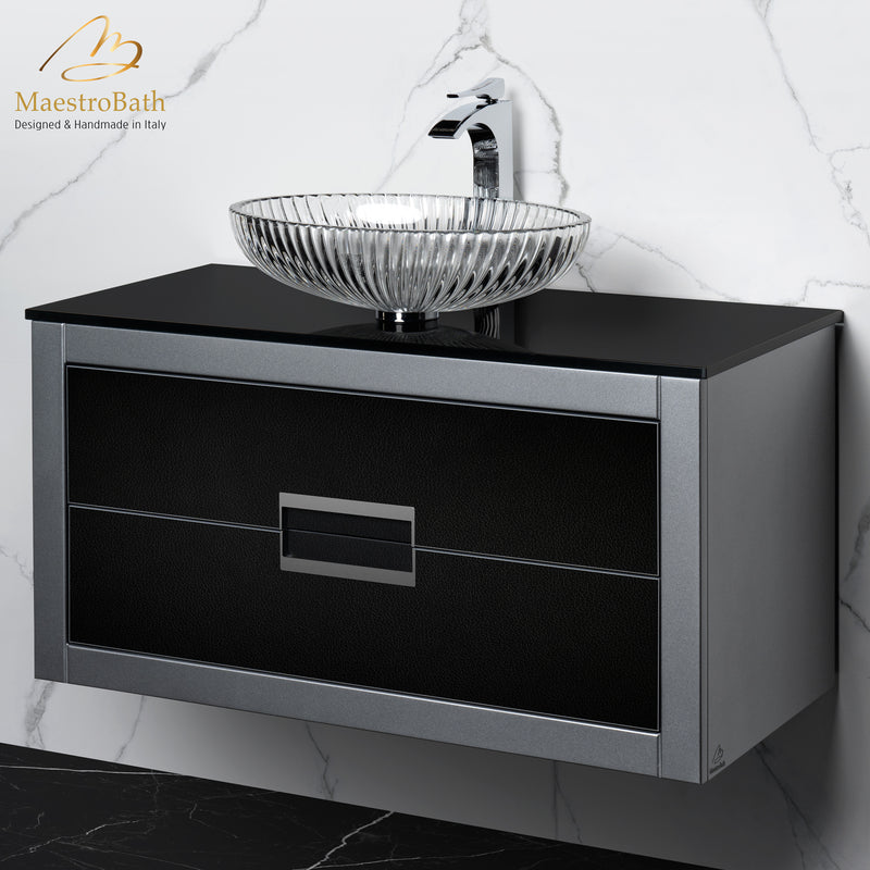 Danya Leather Modern Bathroom Vanity 40 Inch