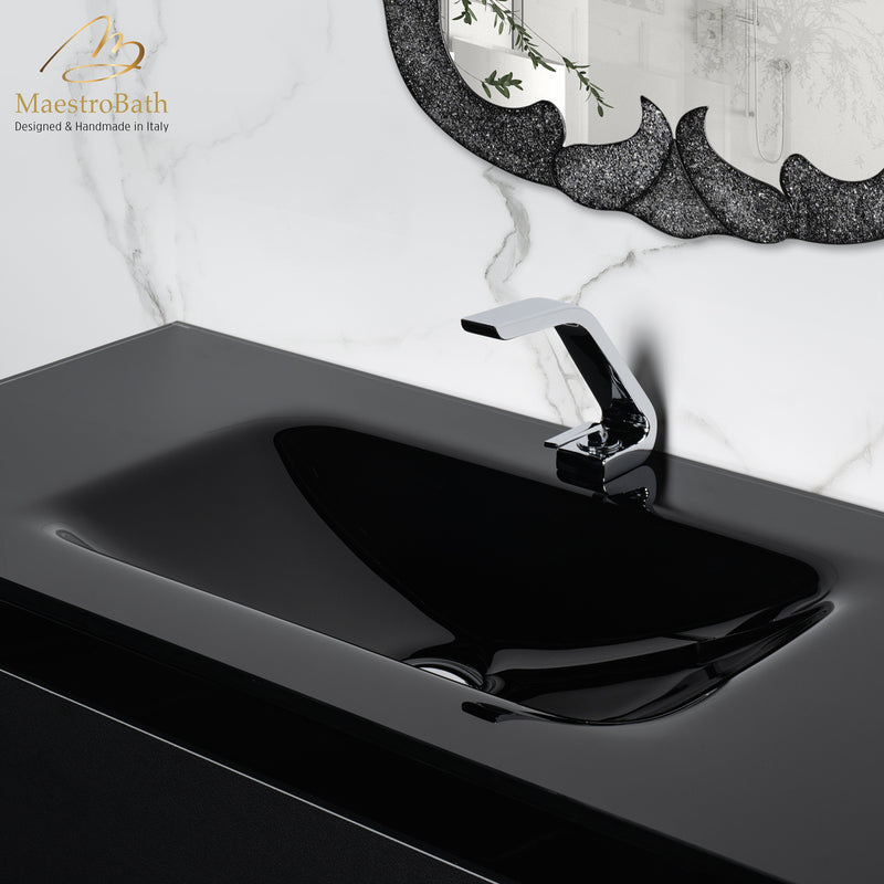 Danya 40 Inch Modern Bathroom Vanity | Black and Silver