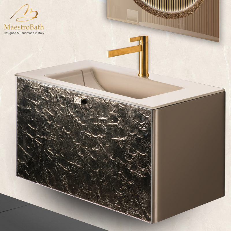 Luxury Murano Crystal Wallmount Bathroom Vanity