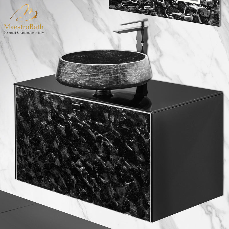 Luxury Murano Crystal Wallmount Bathroom Vanity