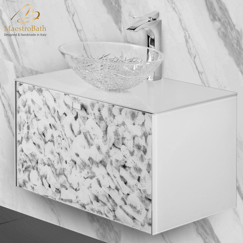 Luxury Murano Crystal Wallmount Bathroom Vanity