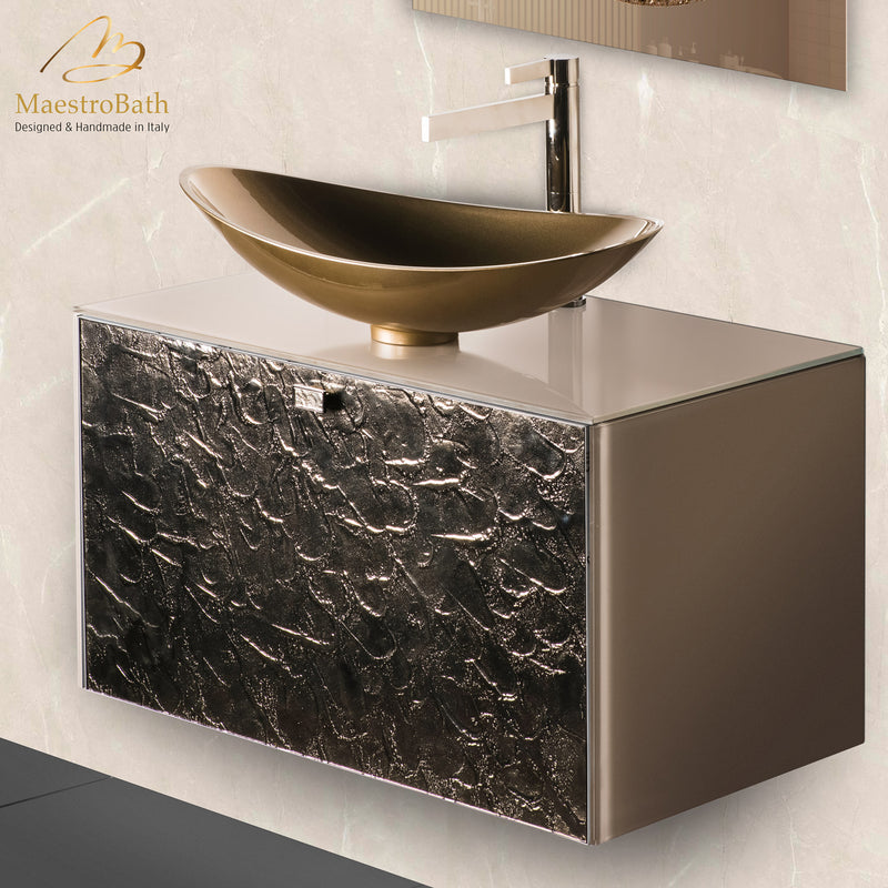 Luxury Murano Crystal Wallmount Bathroom Vanity