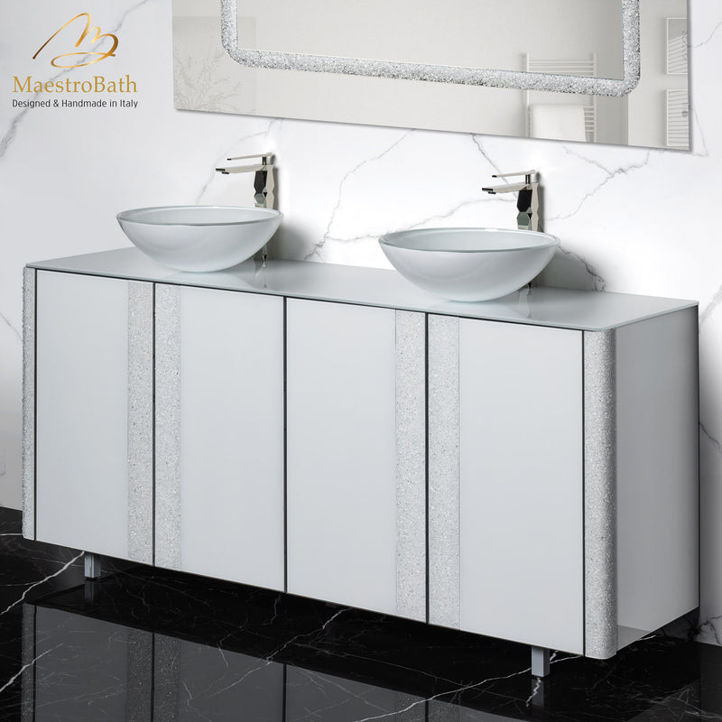 Modern Crystal Silver Bathroom Vanity