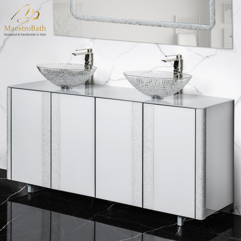 Modern Crystal Silver Bathroom Vanity