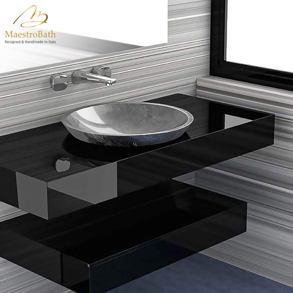 Round Drop-in Bathroom Sink #color_silver leaf