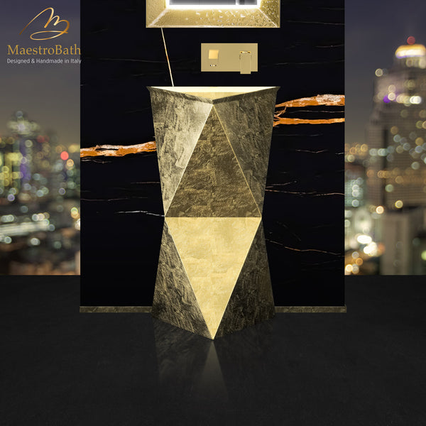 Poli Modern Pedestal Sink | Gold Leaf #color_gold leaf