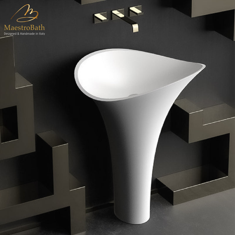 Calla Lily Pedestal Sink | Matte White